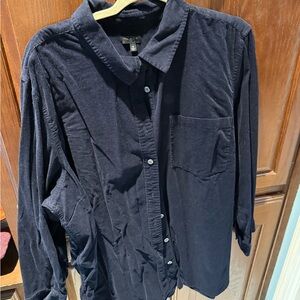 Talbots plus corduroy navy button up shirt 3x